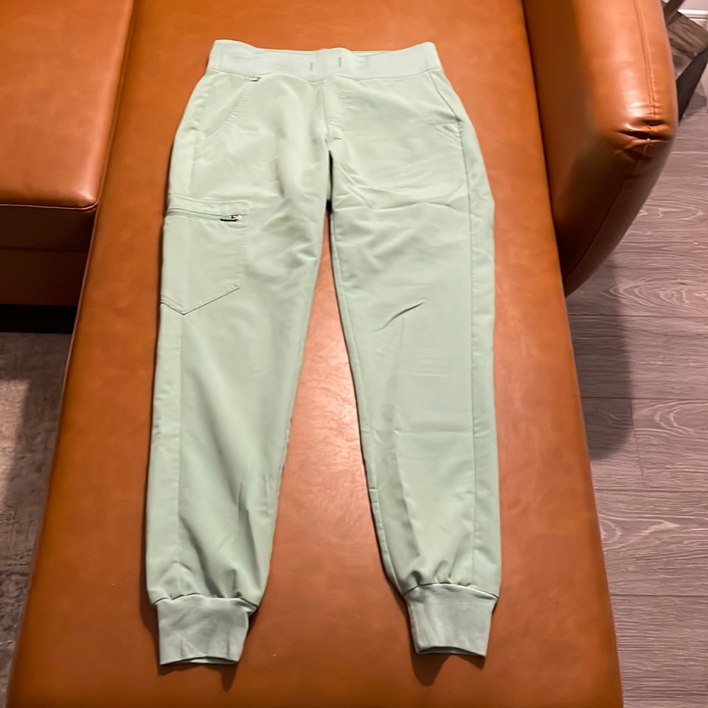FIGS seafoam green joggers